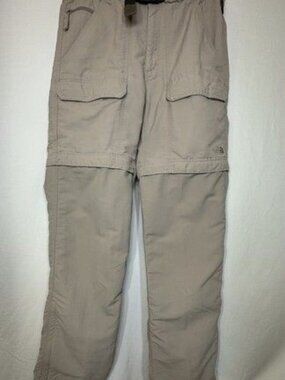 The North Face Men’s Convertible Cargo Pants Shorts Pockets Beige Nylon Hiking